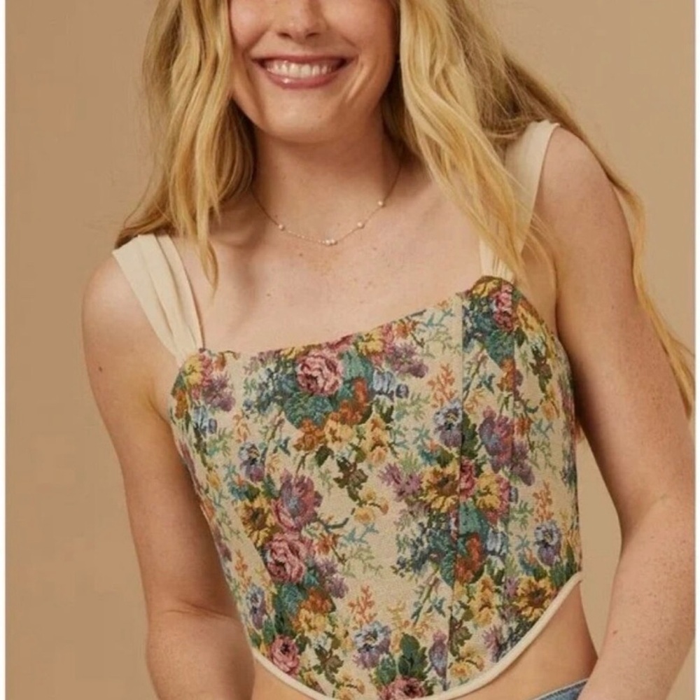 Altar'd State Floral Cream Crop Top